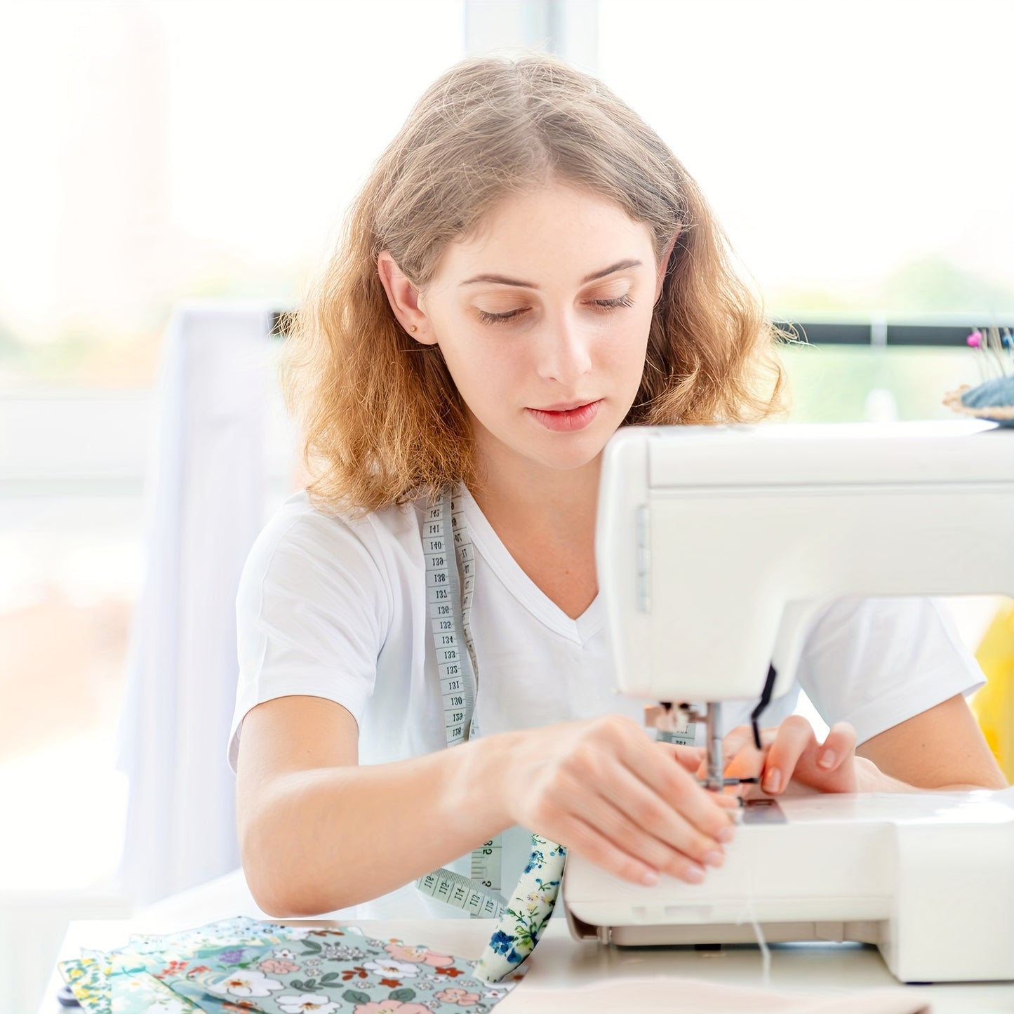 600 Pcs Floral Cotton Fabric Squares 5x5 Precuts DIY Green