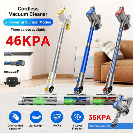 35-46 KPA Lightweight Vacuum Cleaner with Upgraded Green LED, Anti-tangle Brush, Removable Battery, Multiple Suction Levels, Up to 45 Minutes Of Battery Life, Women's Car Accessories, Vacuum Cleaner for Carpets, Pet Hair, And