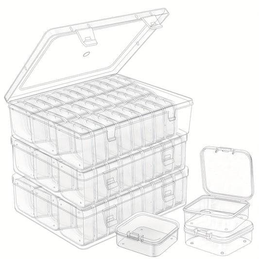 TOMNK 3pcs Bead Organizer Box, 30pcs Small Bead Organizers And Storage Plastic Cases, Mini Clear Bead Storage Containers Boxes With Hinged Lid And Rectangle For Bracelet Making DIY Jewelry Craft Nail, 8.8*6.7*2.4 Inch, Hallow