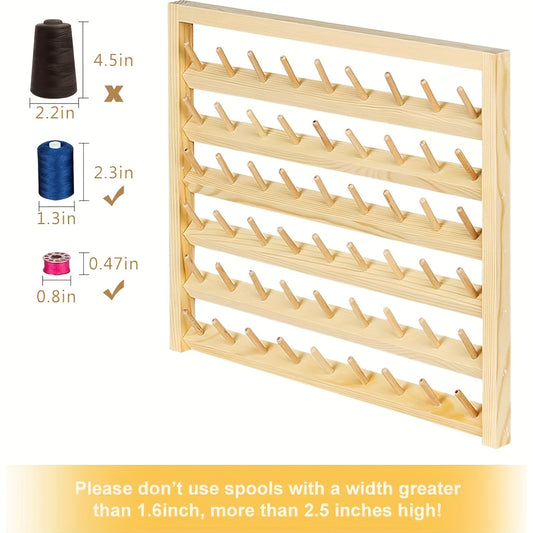 Sewing Thread Holder, Wall Mounted Sewing Thread Holder With Hook, Embroidery Organizer, Multi-Purpose Shelf, New Year'S Gift For Elders, For Sewing, Quilting, Hair Braiding, 32 Spools/48 Spools/54 Spools
