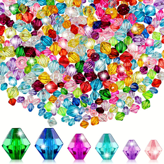 900 Pcs Faceted Bicone Crystal Beads Set For DIY Jewelry