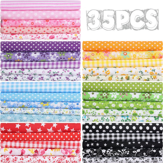 35pcs PATELAI Cotton Fabric Quilting Patchwork Squares - 20x20 Inch Floral & Striped Designs, Hand Wash Only, Assorted Colors for Sewing, Quilting, Crafting Supplies, Quilting Supplies, Patchwork Design, Vibrant Patterns, Dur