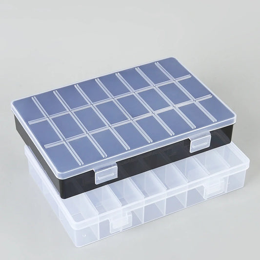 Practical 24 Grids Compartment Plastic  Box Jewelry Earring Bead Screw Holder Case Display Organizer Container