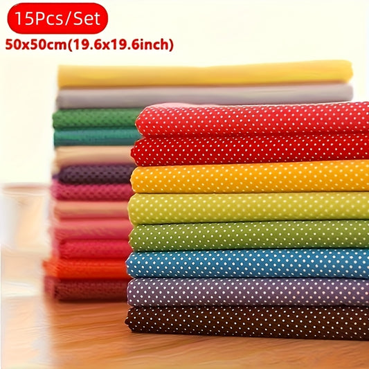 15pcs Of Vibrant Polka Dot Fabric Bundles With Randomly Selected Fabric Of 19.6 Inches In Various Colors - Perfect For DIY Sewing And Handmade Projects, Sewing Accessories, Patchwork, DIY Crafts, Home Decoration, Perfect Gift