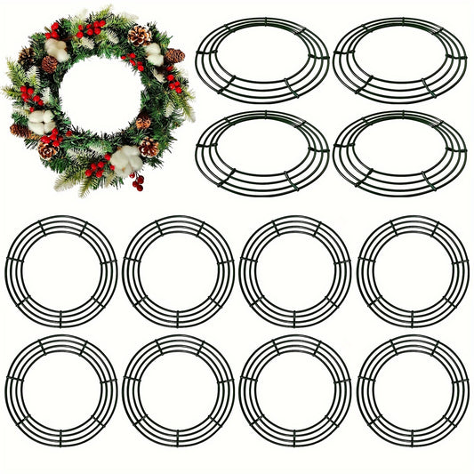 12 Pack Metal Wreath Frame Green Wire Wreath Rings for Christmas New Year Party Home Decor Crafts Supplies, Holiday Decorations, Festive Crafts, Elegant Wreaths, Classic Design, Sturdy Construction, Handcrafted Details, Wire