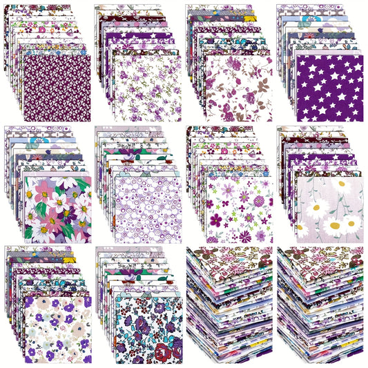 600pcs 5x5 Inch Floral Fabric Fat Quarters Bundles - Precut Squares with Assorted Multicolor Floral Patterns (Purple, Pink, Yellow, Brown, ) | Pre-Cut Edges for Quilting, Crafts, Sewing Projects, Holiday Decorations | Machine